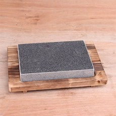 불판 구이판 고기돌판 스테이크돌판 고기 자연석 컴팩트 삼겹살불판 업소용 사각 돌, 25x15x3cm 스톤+나무판, 1개, 1cm