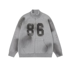 【廢土風潑墨】毛衣外套 衛衣 針織衫 外套 男款 寬鬆版型 立領設計 做舊工藝 春秋季潮流穿搭 街頭風必備