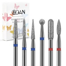 네일드릴비트 큐티클 셀프 제거 BQAN 네일 드릴 비트 세트 6개 프로페셔널 제거기 332 안전 다이아몬드 매니큐어 페디큐어 아트 실버, Silver1-6