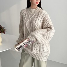 女款長袖麻花紋針織衫