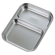 경량 304 스텐레스 캠핑접시 반찬 식판 그릇 가벼운그릇 백패킹, 1개, 실버2구