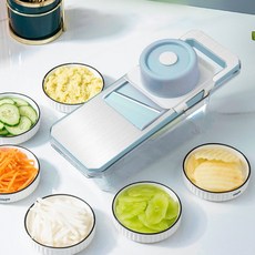 돌아라 가정용 만능 채칼 채썰기 편썰기 6종 세트 스텐통, 블루, 1개