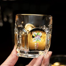 Bohemia Crystal 手工描金琺琅花水晶威士忌酒杯, 琺琅描金威士忌杯, 1個