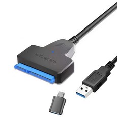SATA USB 3 0 케이블 어댑터 2 5 5인치 SSD HDD 외장 하드 디스크 22Pin 12V 2A 전원, USB C 전원없음