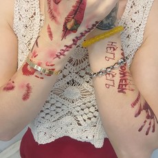 프롬단디 판타스틱 할로윈 타투스티커 상처스티커 분장 행사 파티, 1개, RC-443_10.5X6cm 1장