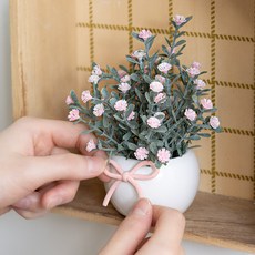 안개꽃 조화 화분 베이비플라워 Bset 13cm 3컬러 인테리어 테이블 장식 소품 꾸미기, 핑크, 1개