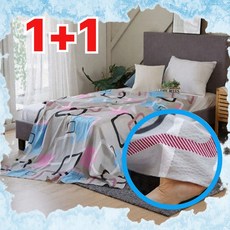 [1+1] 멜리안 냉감 홑이불 시어서커 얇은 여름 퀸 이불 싱글, 1+1, 그레이 아트워크