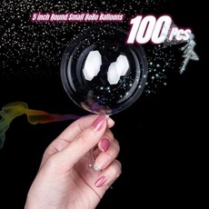 파티 풍선 장식 소형 투명 라텍스 프리 크리스탈 버블 미니 5 인치 원형 BoBo 100 개, 1) 100Pcs  5 인치, 1) 100Pcs - 5 인치