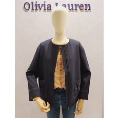 여성 리본 포켓 히든 집업 자켓 vocfu3f7411 ECJ 687601, 네이비 90