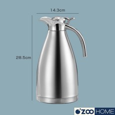 24小時真空保溫壺，長效保溫保冷，大容量家用保溫瓶, 201 材質｜銀色（2L）｜真空保溫壺, 1個