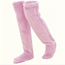 두꺼운 겨울 짠 보온 캐시미어 양말 바닥 양말 여성용 카펫 홈 플러스 양말 벨벳 수면 양말 슬리퍼, 04 Pink