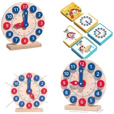 兒童學習鐘 木質時鐘教具 (附題卡/分針認知), 1
