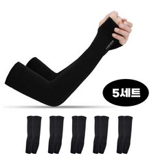 어코드 심리스 손등 쿨토시 자외선차단 아이스 쿨링 냉감 운전 남녀공용, 5개, 블랙