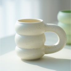 코시나보니따 뚱뚱 도자기 머그컵 300ml, 1개, 크림