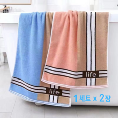 부드러운 흡수성 목욕 타월 순면 40x90cm, 1개, 2개, 블루-브라운/핑크-브라운