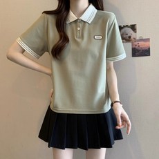 TIMEPURE 여성 여름 캐주얼 폴로넥 반팔 티셔츠 루즈핏 배가려 슬림 골프웨어 데일리룩 베이직 상의