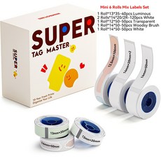 NI N1 B18 PET 휴대용 탄소 라벨 10 테이프 리본 스크래치 유지 프린터 방지 용지 스티커, 1 Mini 6 Rolls Set