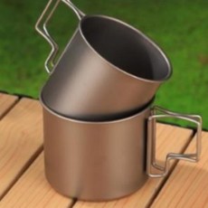 등산 캠핑 각인 티타늄 컵 머그컵 390ml 450ml, 1개