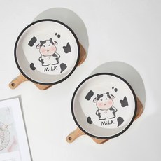 Tiger Pavilion 세라믹 원형 접시, 밀크카우, 2개