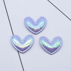 100Pcs 25*22mm 패딩 처리 된 반짝 이는 가죽 하트 패치 의류 용 아플리케 모자 바느질 용품 DIY 머리 장식 헤어 보우 장식, 1개, Purple