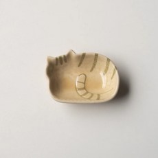 NVLIV北歐居家 陶瓷貓咪醬料碟 醬料盤 日式調味碟 沾醬碟 醬油碟 小菜碟 陶瓷小碟子, 1個, 淺迷你醬料碟-橘貓, 橘貓