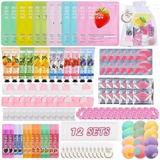 KYDA 여성용 스파 파티 용품 132개 페이스 마스크 핸드 크림 립밤 눈밑 패치 립 풋 배쓰밤 헤어 타이 및 밴드 포함 여아용 생일 슬립오버 177575, KYDA 여성용 스파 파티 용품 132개, 페이스 마스, 1