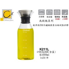 Chikao 北歐瓶系列 玻璃瓶 1000ml 適用洗碗機/微波爐/烤箱 耐溫差 ±130°C, 詳見包裝, 詳見包裝, 詳見包裝