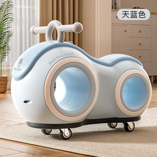 寶寶滑行車 扭扭車 溜溜車 超強承重 結構穩固 靜音萬嚮輪 舒適防側翻 順滑流暢 自帶音樂燈光 花生車 兒童玩具, 【禮盒裝】天藍色+音樂燈光+靜音輪, 1個