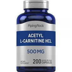 Piping Rock 아세틸 L-카르니틴 HCL | 500mg | 파우더 캡슐 200개 | GMO 프리 글루텐 프리 보충제, Piping Rock 아세틸 L-카르니틴 HCL | 5, 1개, 200