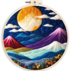 사르부터 바늘 펠트 키트 DIY 울 스타러 자수 선물용 홈 데코레이션에 적합한 초보자용 (별과 태양)