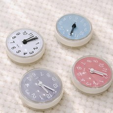 욕실시계 흡착 방수 원형 파스텔 화장대 침실, 블루