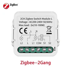 Tuya WiFi Zigbee 미니 스마트 스위치 1 2 3 4Gang 중립 와이어 필요 APP 원격 제어 차단기는 Alexa Googl, 01 No Neutral Wire, 01 Zigbee 2Gang