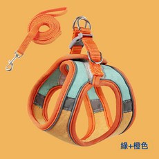 貓咪胸揹帶背心式反光防掙脫遛貓繩透氣寵物批發小貓, 1個, 橙拼綠