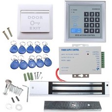 AGPRFID 도어 출입 제어 시스템 키트 280kg 620LB 전기 마그네틱 잠금 장치 110-240V AC에서 12v DC 3A 36W 전원 공급 근접 키패드 10 키포브스, 1개