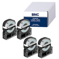 BNC 엡손 호환 라벨테이프 라벨프린터기 라벨기 테이프, 12mm, 흰색바탕/검정글자 4개