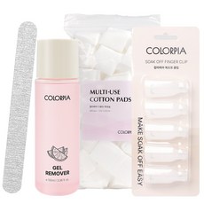 칼라피아 쏙오프 젤네일 제거 세트, 1세트, 리무버 100ml+쏙오프클립 5p+네일솜+우드파일 1세트, 리무버 100ml+쏙오프클립 5p+네일솜+우드파일