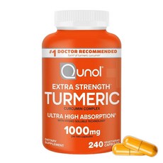 쿠놀 강황 커큐민 보충제 초고흡수성 1000mg 지지용 엑스트라 스트렝스 캡슐 240개입, Qunol 강황 커큐민 보충제, 초고흡수율 1000mg, 1개, 240정