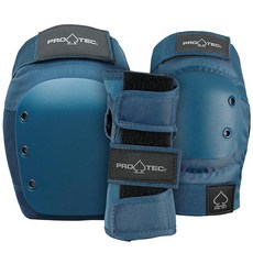 Pro-Tec Street 3팩 패드 세트 - 스케이트보드 롤러 스케이트 스쿠터 자전거용 보호 장비_171350, Blue