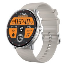 WAPIK 원형 한글판 통화가능 블루투스 스마트워치 Y6 1.43인치 AMOLED 대화면, GPS + 블루투스, 3.6cm, 실버