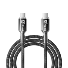 Ai Home Type-C充電線 60W晶透果凍快充 高密度編織 全系列適用, 黑灰, 1個, 200cm