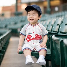 몽실이 올스타 베이스볼 우주복 돌선물 백일선물 아기 반팔 여름 야구응원 바디슈트