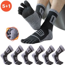 5+1 코지레이스 남자 기능성 스포츠 등산 발가락양말 러닝 무좀 중목 양말, 6세트, 그레이
