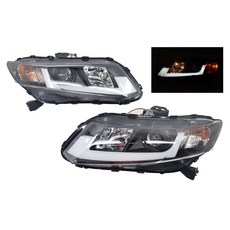 大禾自動車 R8樣式 LED燈條 鹵素 黑底大燈組 適用 HONDA CIVIC 9代喜美 K14 12-16, 1個
