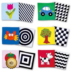 신생아 헝겊 그림책 양면 흑백 패턴 초점책 아기돌선물 6개월촉감놀이, 상세페이지참조, 상세페이지참조