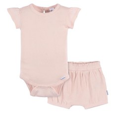 Gerber 여아용 바디수트 및 반바지 세트 크리스탈 핑크
