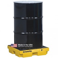 저스트라이트 로우 프로파일 1 드럼 유출 격납 팔레트 축적 센터 - 높이 5.5인치 - 55갤런 드럼 격납을 위한 12갤런 용량 - 30 재활용 폴리에틸렌으로 미국산 - 노란색, Yellow, 1 Drum