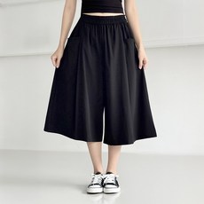 MU랑 여성 치마바지 와이드 밴딩 팬츠 7부 체형커버 A라인 통 바지