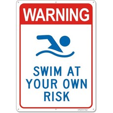 나만의 위험 수영장 표지판 야외용 금속 수영장 표지판 10X14인치, Swim at Your Own Risk Sign, Swim at Your Own Risk Sign