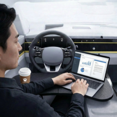 지온엘 차량용 테이블 멀티 접이식 거치대, 블랙, 1개