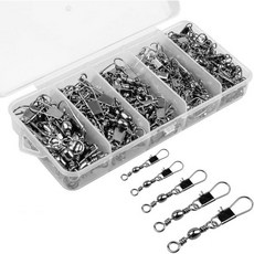 ReeMoo 200개 낚시용 롤링 볼 베어링 배럴 스위블 안전 스냅 커넥터 낚시 액세서리 246810, ReeMoo 200개 낚시용 롤링 볼 베어링 배럴 스위